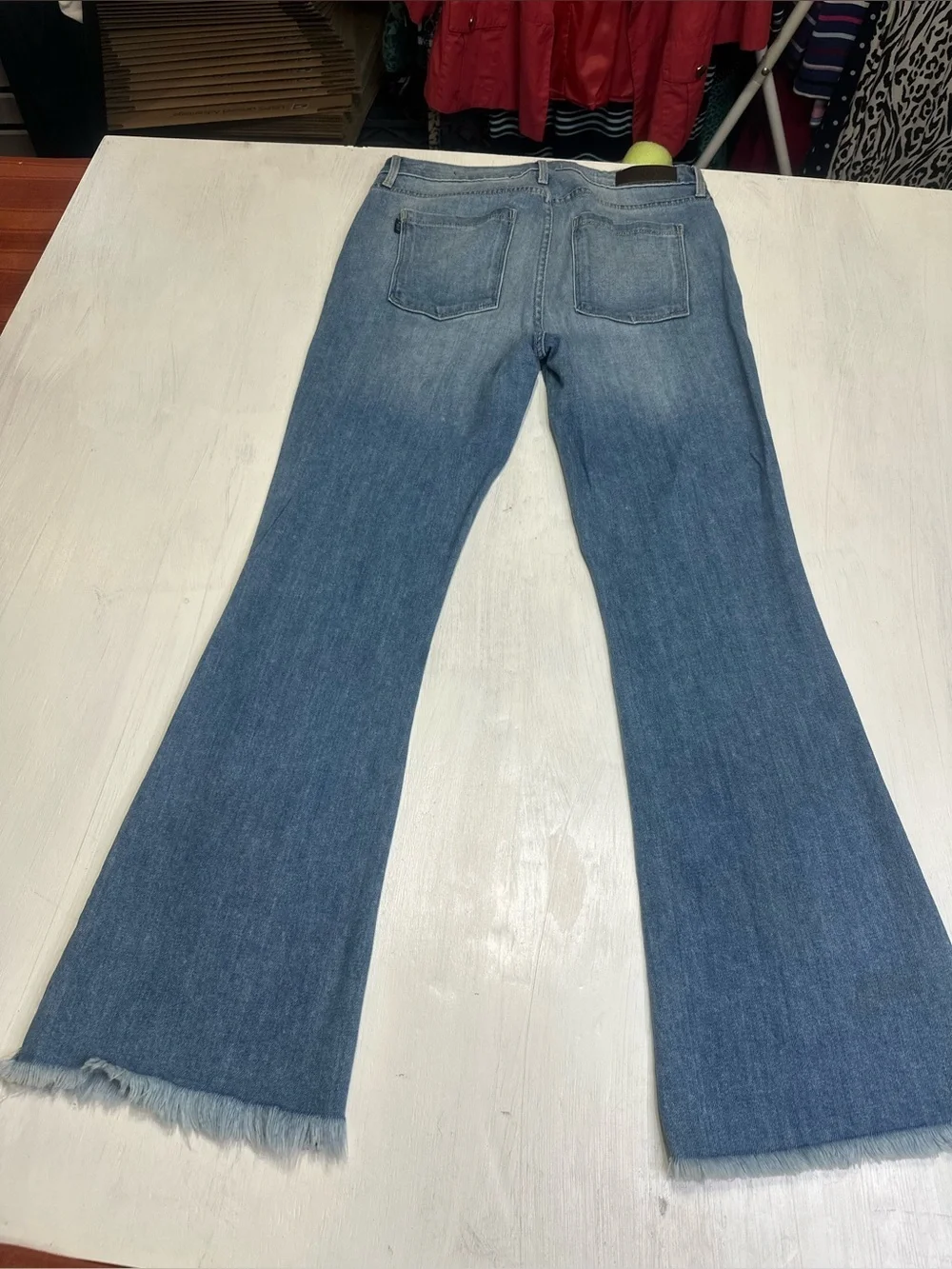 Parker Smith Flare Jeans Womens 30 Blue Raw Hem Stretch USA Denim - Picture 3 of 12